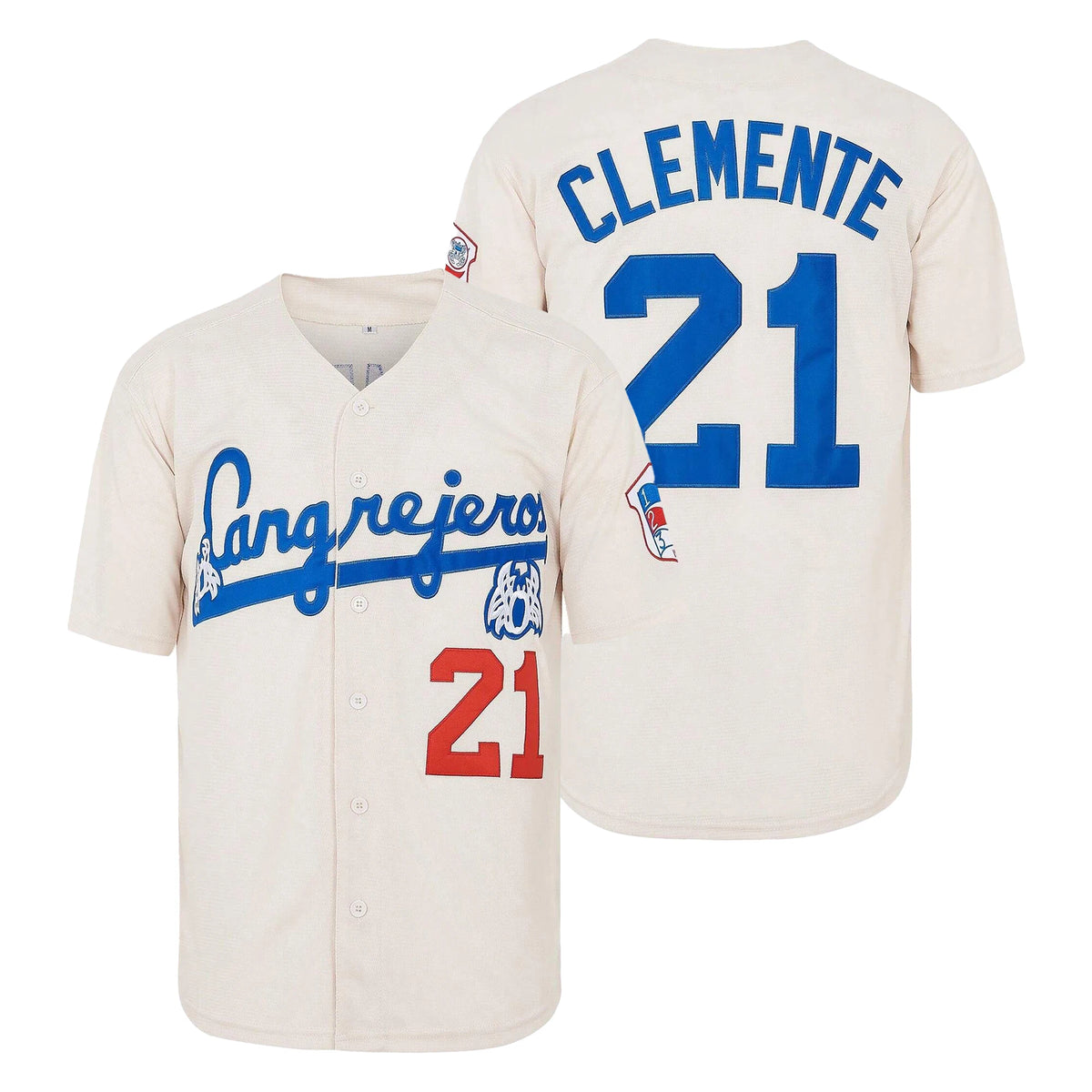 Santurce Crabs #21 Roberto Clemente Beige、Black 、White Baseball Jersey, World Baseball Classic Letter Embroidery Sweatshirt