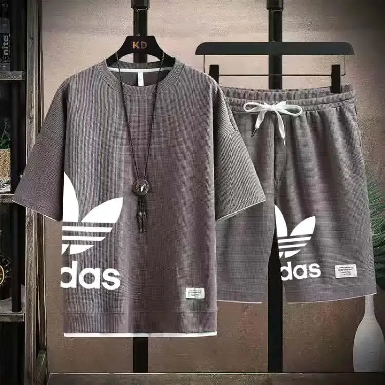 Summer 2026 New Men's pullover sportswear Set, fashionable basketball men's casual short-sleeved T-shirt + shorts two-piece set