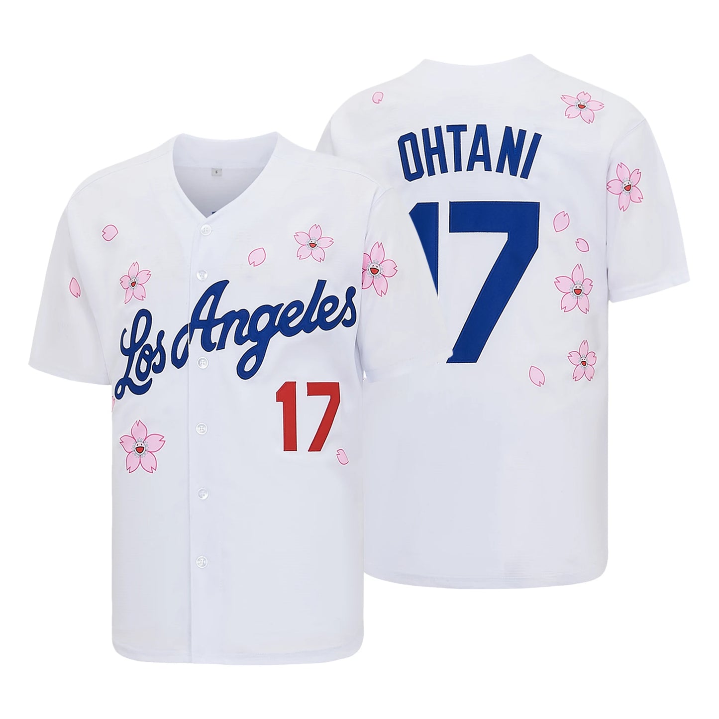 Men's #17 Ohtani Baseball Jersey, Exquisite Embroidered T-Shirt Available In Both Cherry Blossom and Non-Cherry Blossom Versions Training Match Baseball Jersey