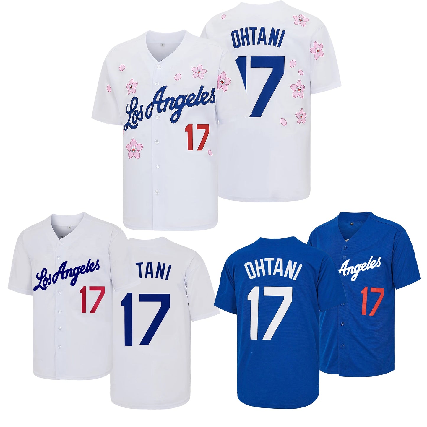 Men's #17 Ohtani Baseball Jersey, Exquisite Embroidered T-Shirt Available In Both Cherry Blossom and Non-Cherry Blossom Versions Training Match Baseball Jersey