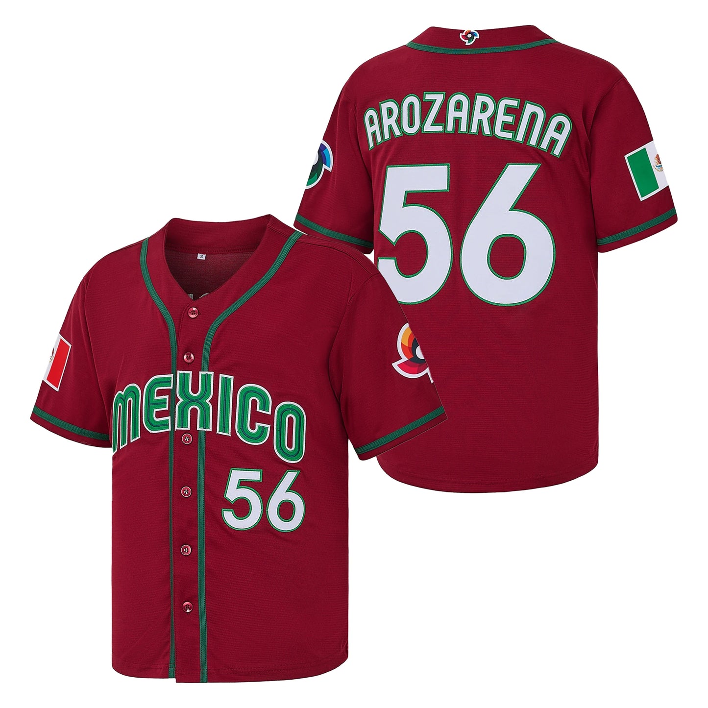 Men’s Mexico #56 Randy Arozarena Red Baseball Jersey World Baseball Classic Souvenir Jersey,Lettered Embroidered , Gift for Game Day