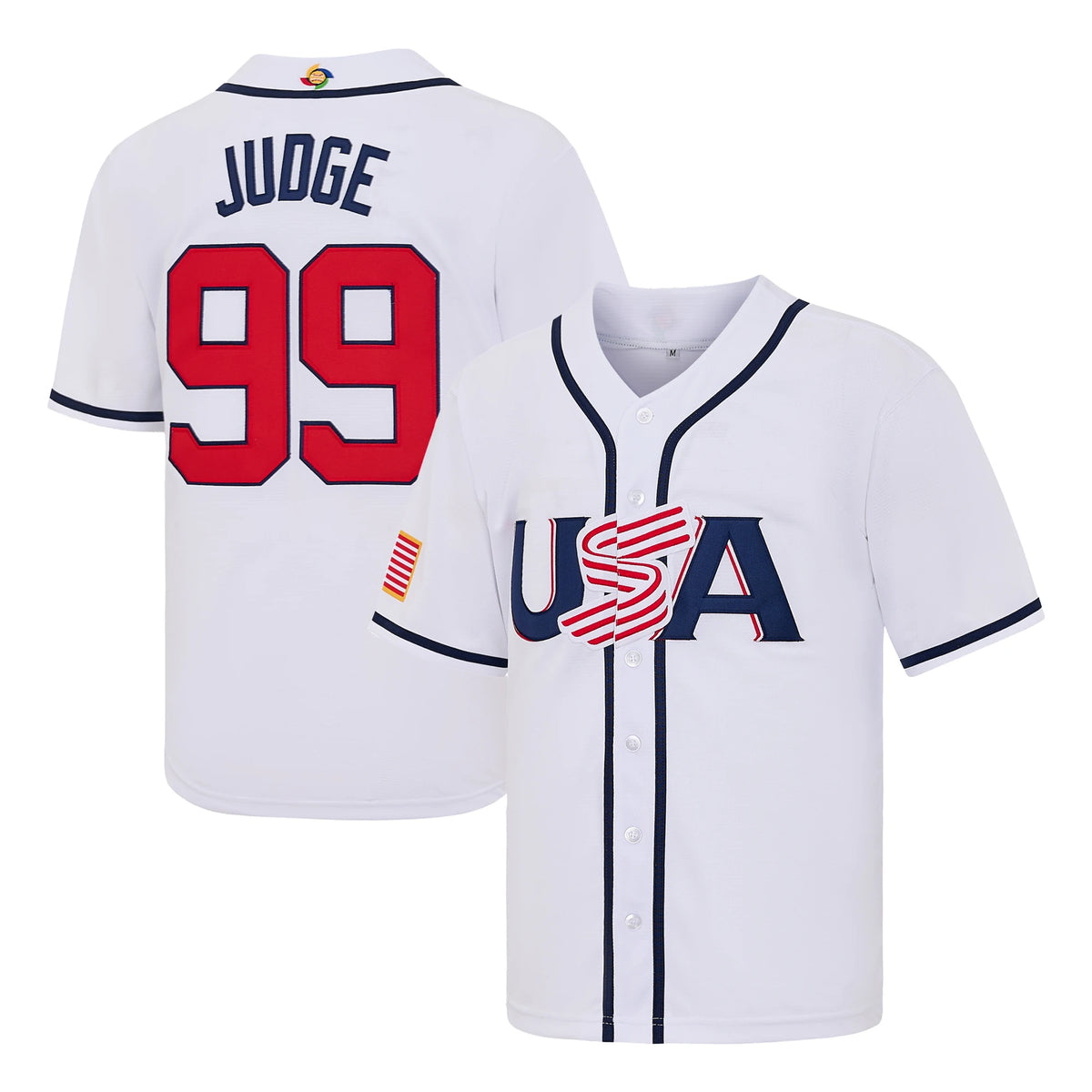 Men's Aaron Judge #99 USA White Baseball Jersey, Exquisite Full Embroidery Jersey, WBC World Classic National Team Fan Apparel, Game Day Casual Sports Shirt
