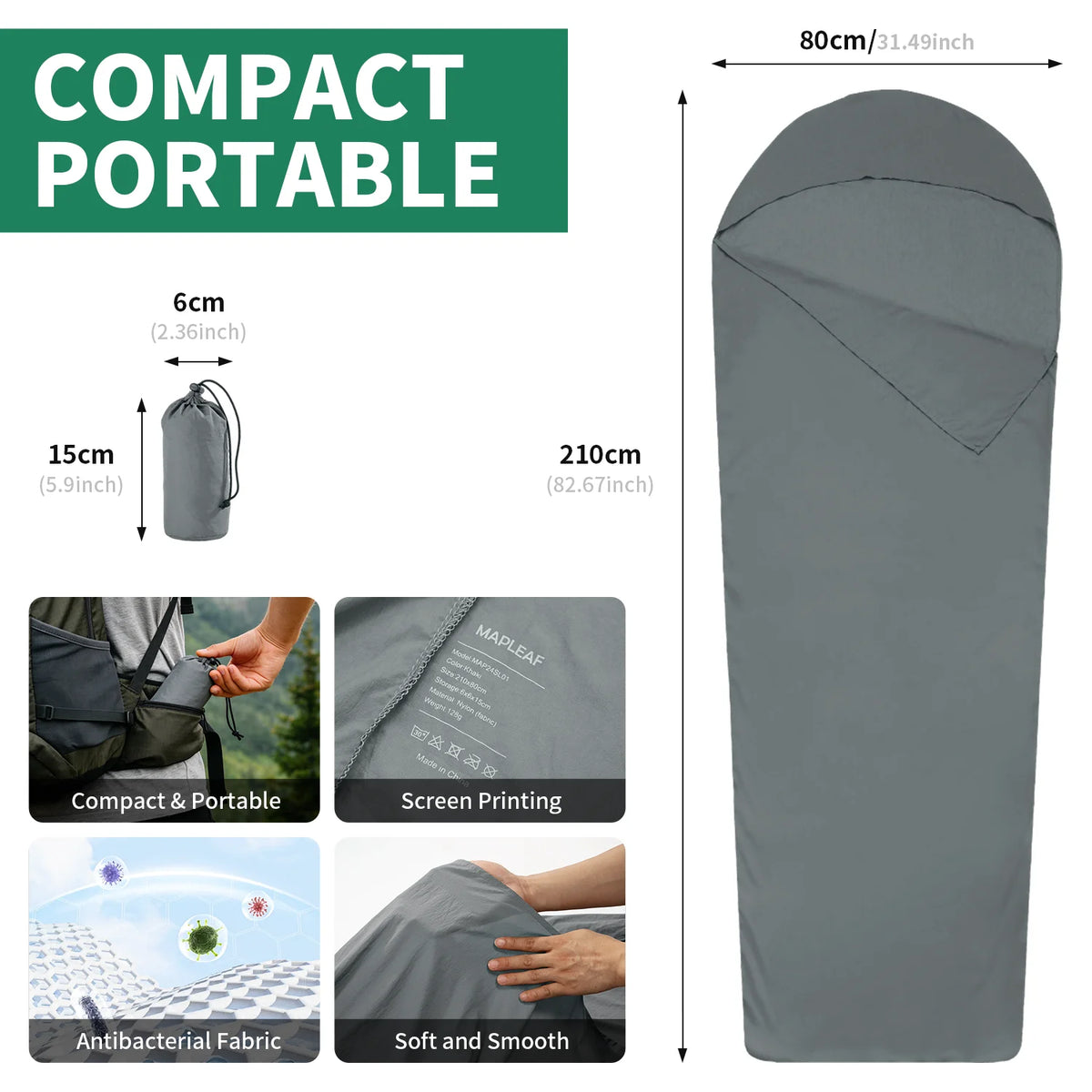 MAPLEAF Sleeping Bag Liner Camping Sheet Outdoor Travel Hiking Camping Sleeping Bag Lightweight Portable Summer Sleeping Bag
