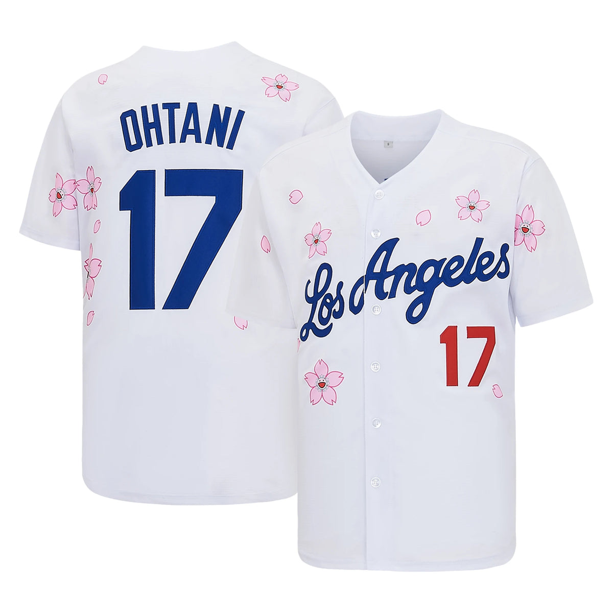 Men's #17 Ohtani Baseball Jersey, Exquisite Embroidered T-Shirt Available In Both Cherry Blossom and Non-Cherry Blossom Versions Training Match Baseball Jersey