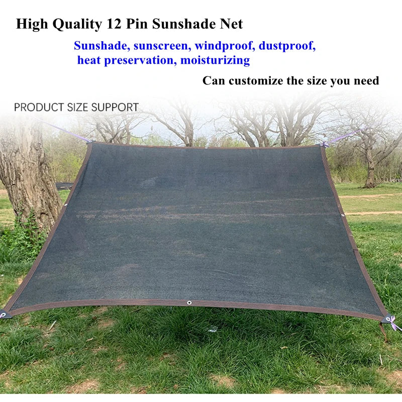6 12Pin Sunshade Net Black Green Blue Anti-UV HDPE Garden Succulent Plant Shading Net Outdoor Swimming Pool Cover Sun Shade Net