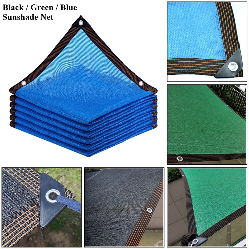 6 12Pin Sunshade Net Black Green Blue Anti-UV HDPE Garden Succulent Plant Shading Net Outdoor Swimming Pool Cover Sun Shade Net