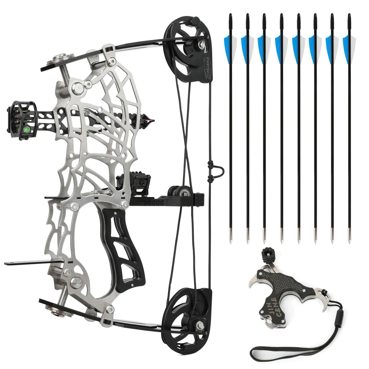 Shooting Small Compound Bow Set 15-32lbs Adjustable Right Hand Carbon Fiber Grip Arrows Youth Target Practice Beginners