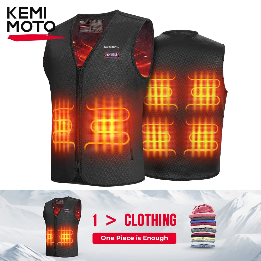 KEMIMOTO Winter Warm Heated Vest Men Women Motorcycle Heated Jacket USB Electric Smart Heating For Skiing Fishing Outdoor Gear