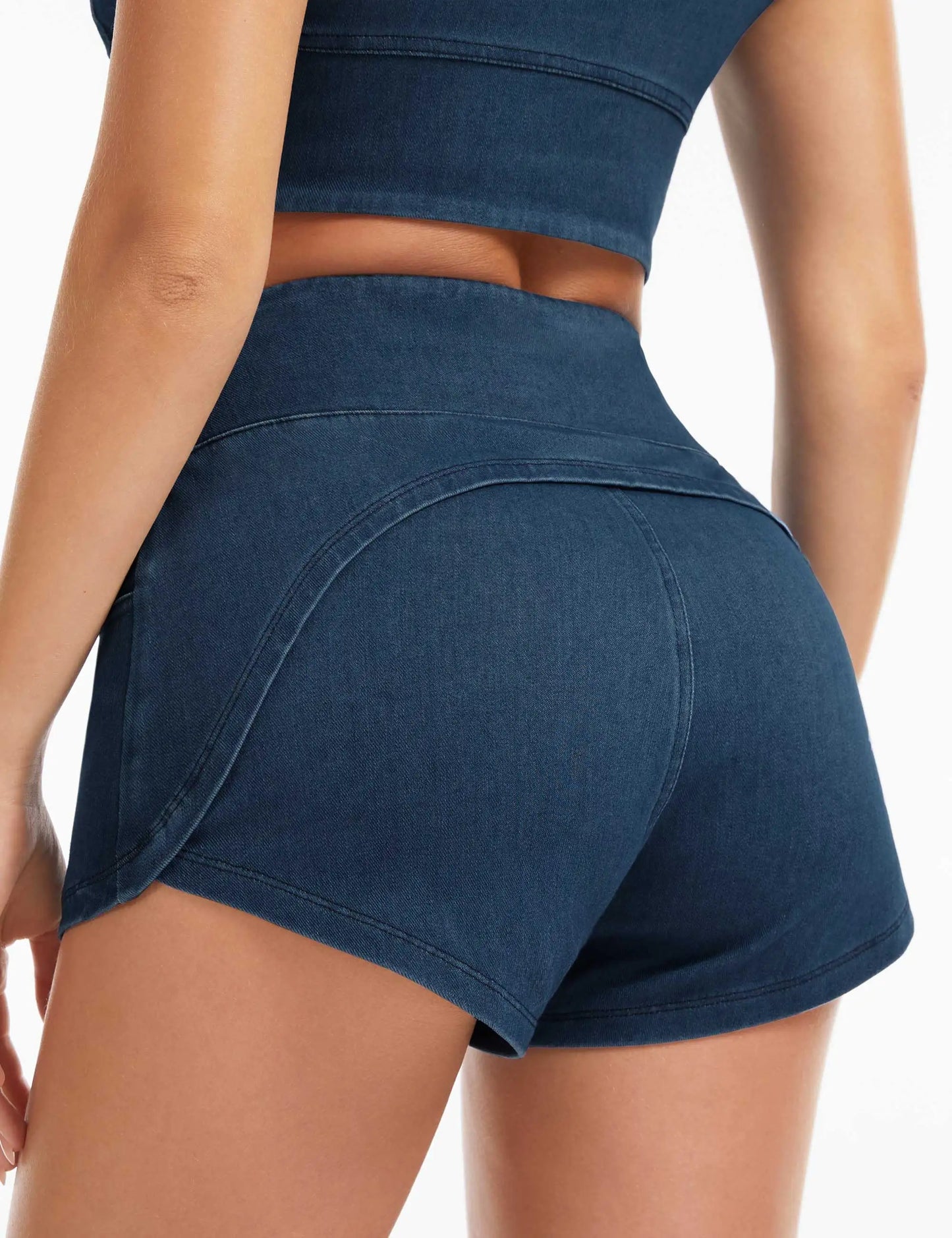 THE GYM PEOPLE Women's Stretchy Side Slit Denim Short High Waist Pull On Jean Shorts With Pockets