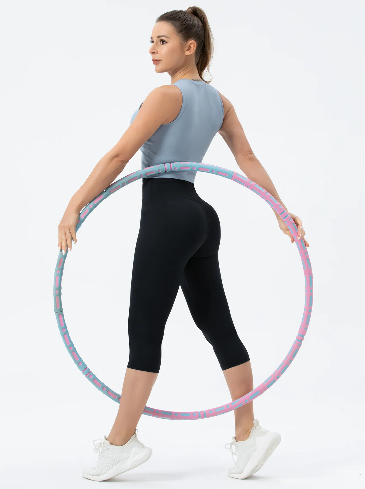 THE GYM PEOPLE Women's V Cross Waist Yoga Capris Leggings High Waisted Tummy Control Workout Running Pants