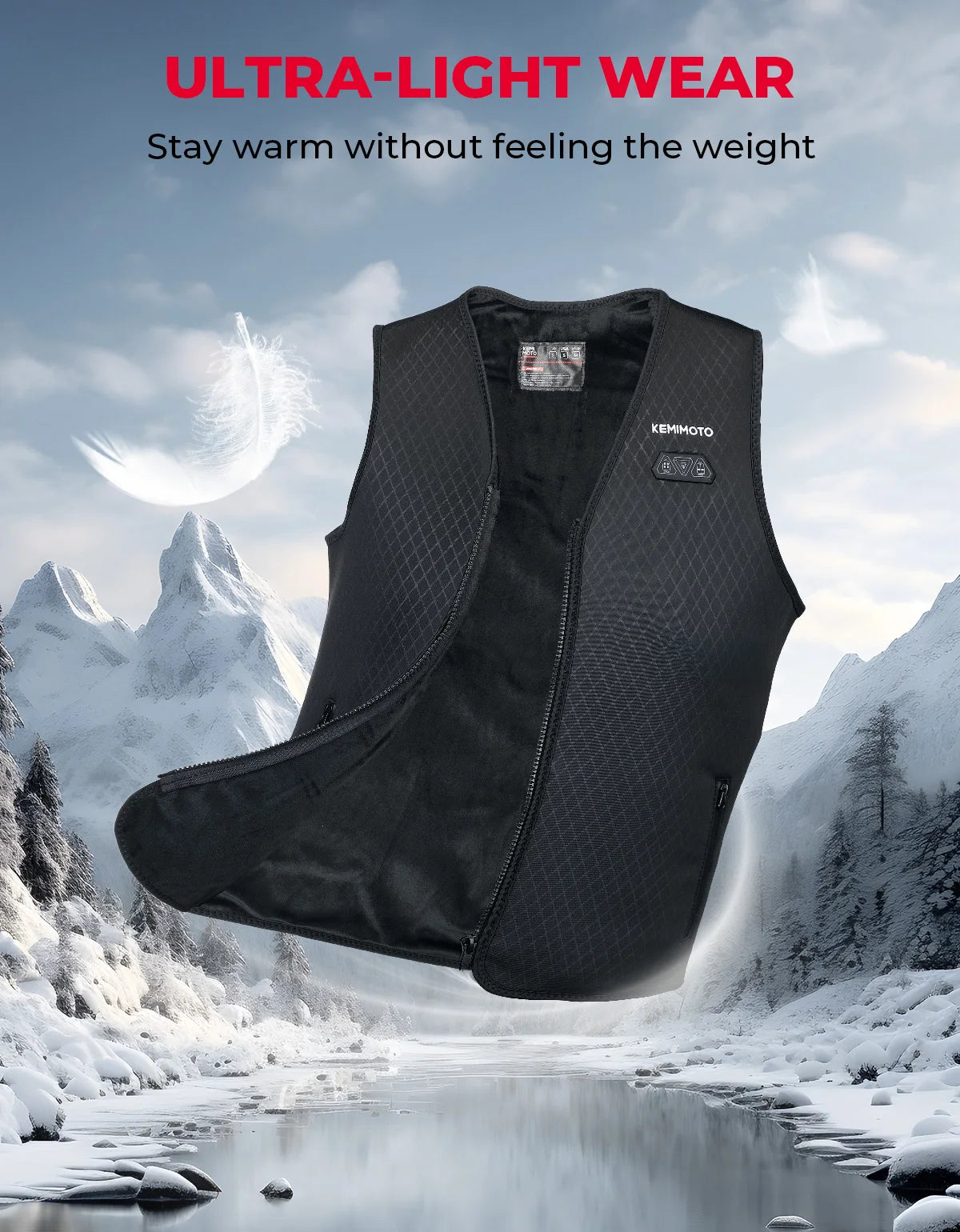 KEMIMOTO Winter Warm Heated Vest Men Women Motorcycle Heated Jacket USB Electric Smart Heating For Skiing Fishing Outdoor Gear