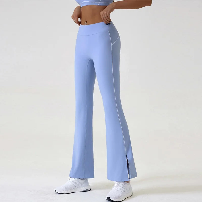 Cloud Rise Blue Women Yoga Pants for Fitness Sexy Girls Gym Flared High Waist Trousers Plus Size Workout Leggings Sports Clothes