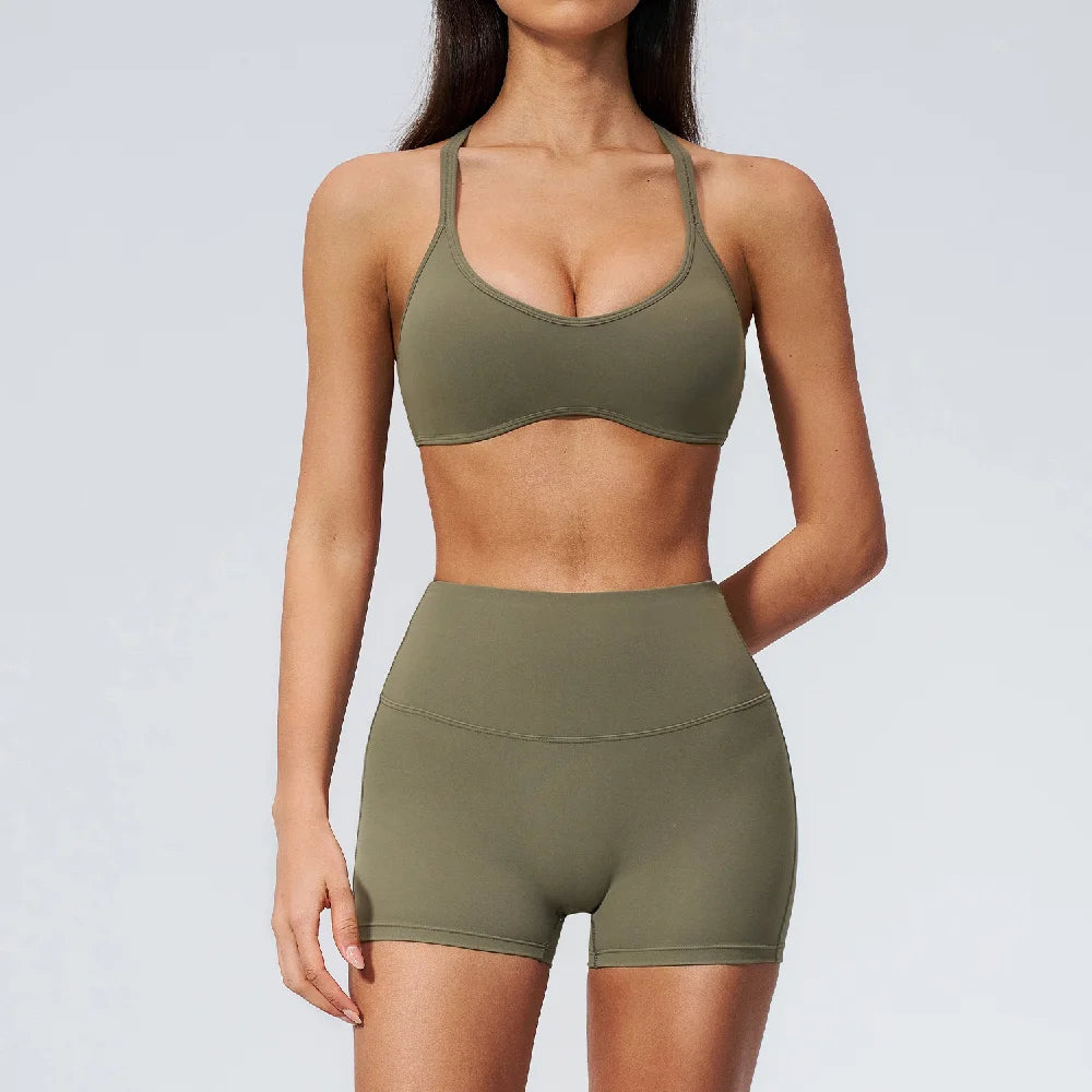 Yoga Set 2PCS Women Tracksuits Workout Clothes Sportswear Fitness High Waist Leggings Cycling Shorts Sport Suit Female Yoga Suit