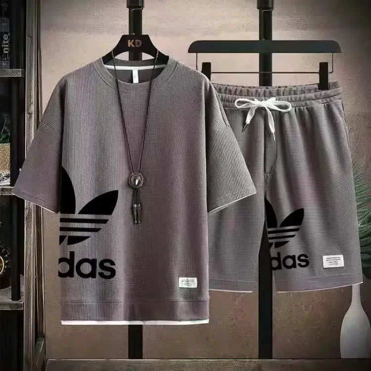 Summer 2026 New Men's pullover sportswear Set, fashionable basketball men's casual short-sleeved T-shirt + shorts two-piece set