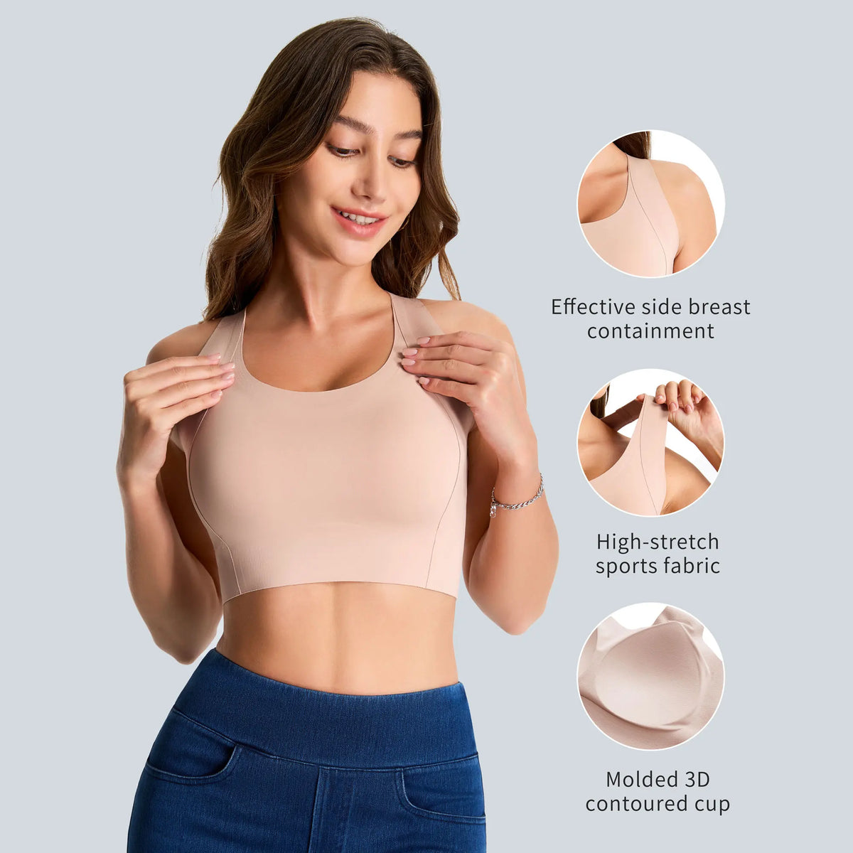 THE GYM PEOPLE Wireless Bra for Women No Underwire Comfortable Seamless Bralette Padded Low Impact Sports Bra