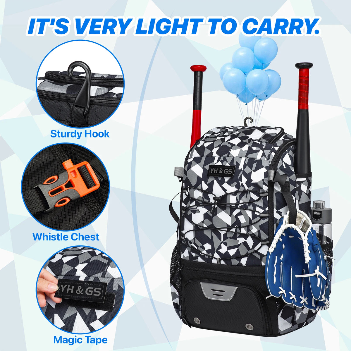 Bat Bags Baseball & Softball Equipment Bag Lightweight Waterproof Equipment Bag For Youth And Adults T-Ball Softball