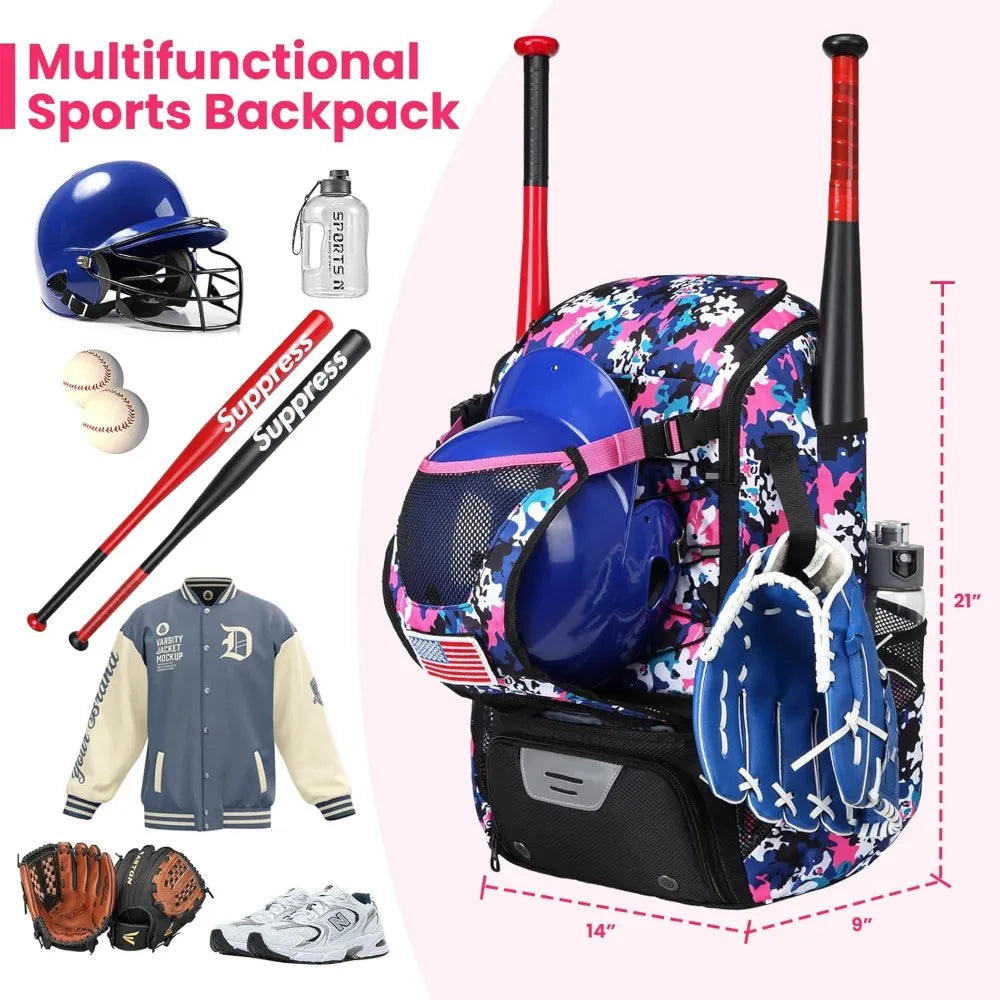 Best Selling Lightweight Baseball Bat Backpack for Youth Adults with Shoe Compartment Large Main Pocket for Helmet Bat and