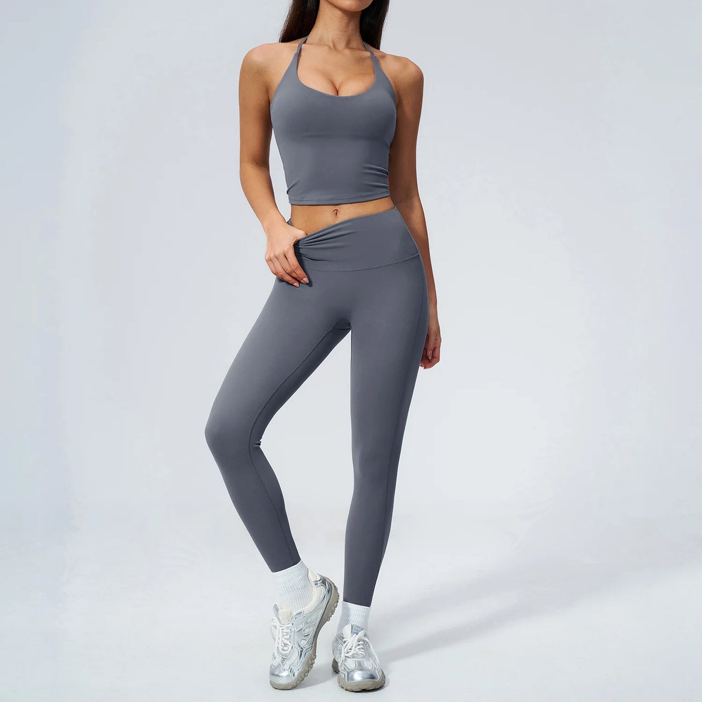 Yoga Set 2PCS Women Tracksuits Workout Clothes Sportswear Fitness High Waist Leggings Cycling Shorts Sport Suit Female Yoga Suit