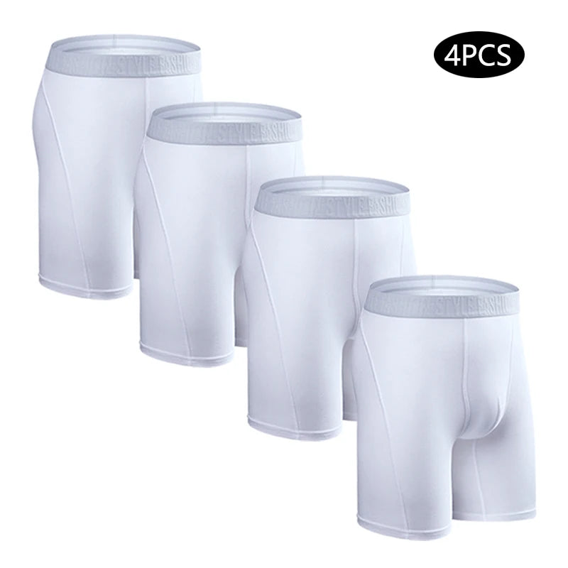 4pcs Long Boxers for Men Underwear Plus Size Men's Panties Sexy Long Leg Underpants Cotton Mens Boxer Shorts Fashion Male Trunk