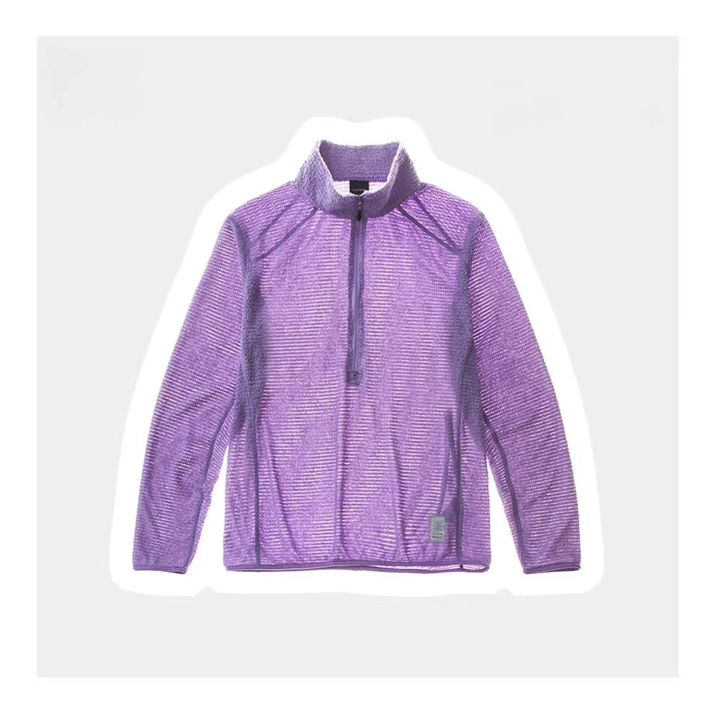 Men's Half-Zip Air Fleece Pullover Stand Collar Thermal Mid-Layer Jacket Anti-Static Anti-Pilling Outdoor Hiking Sportswear