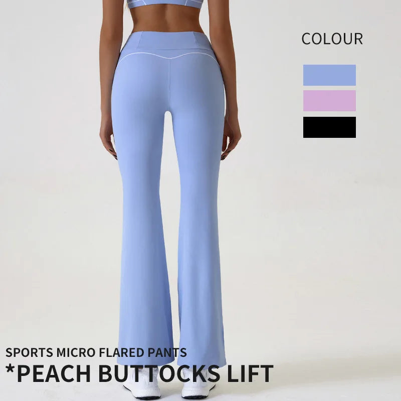 Cloud Rise Blue Women Yoga Pants for Fitness Sexy Girls Gym Flared High Waist Trousers Plus Size Workout Leggings Sports Clothes