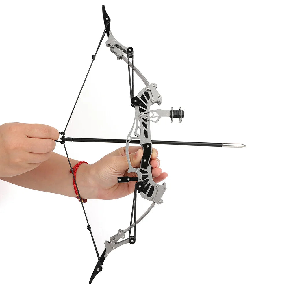 16 Inch Mini Pocket Bow Plastic Arrow Kit 16lbs Compact Portable Archery Set 40-50m Shooting Range for Youth Adult Decompression Target Practice Indoor Game Toy and Festival Gift Sports Accessory