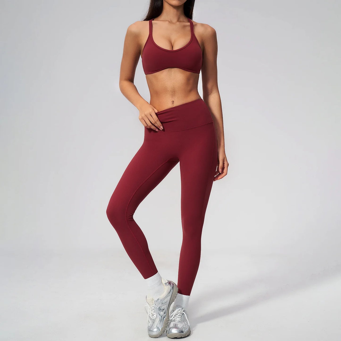 Yoga Set 2PCS Women Tracksuits Workout Clothes Sportswear Fitness High Waist Leggings Cycling Shorts Sport Suit Female Yoga Suit
