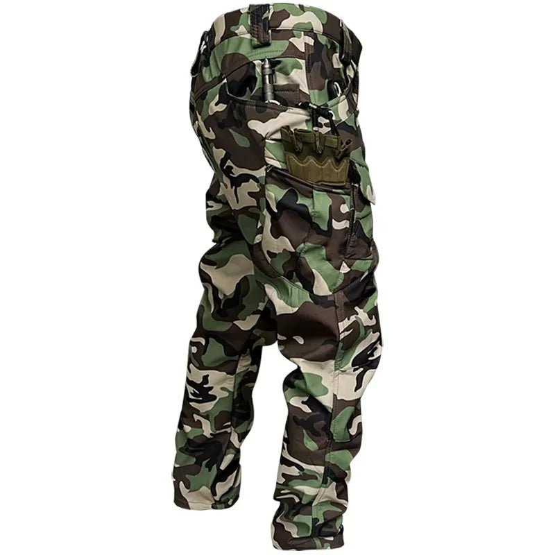 2026 Men Winter Waterproof Climbing SkiingTrekking Fleece Fishing Tactical Sharkskin Cargo Pants Jackets Camping Hiking Trousers