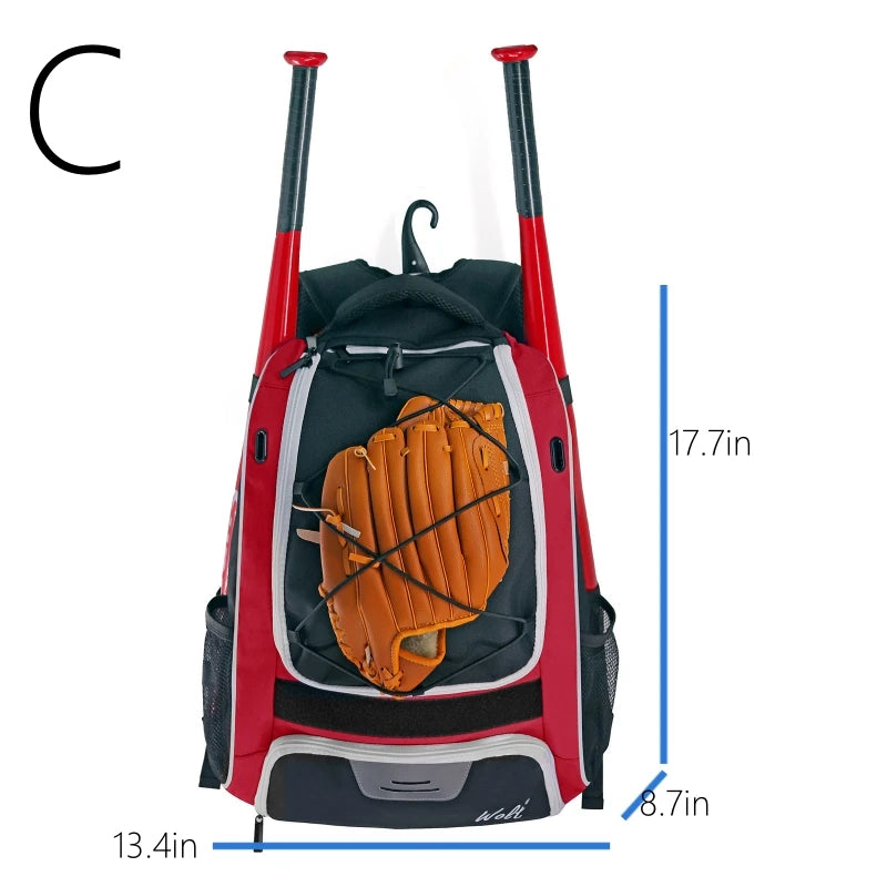 Baseball Softball Backpack with Shoes Compartment Outdoor Softball Bat Bag for Youth Adult Large Capacity Sports Shoulder Bag