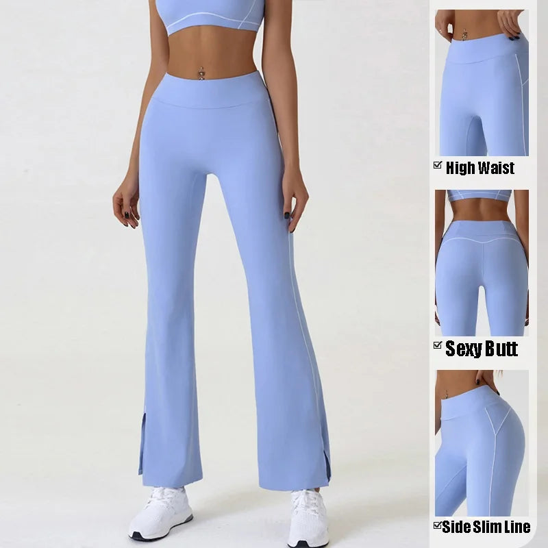 Cloud Rise Blue Women Yoga Pants for Fitness Sexy Girls Gym Flared High Waist Trousers Plus Size Workout Leggings Sports Clothes