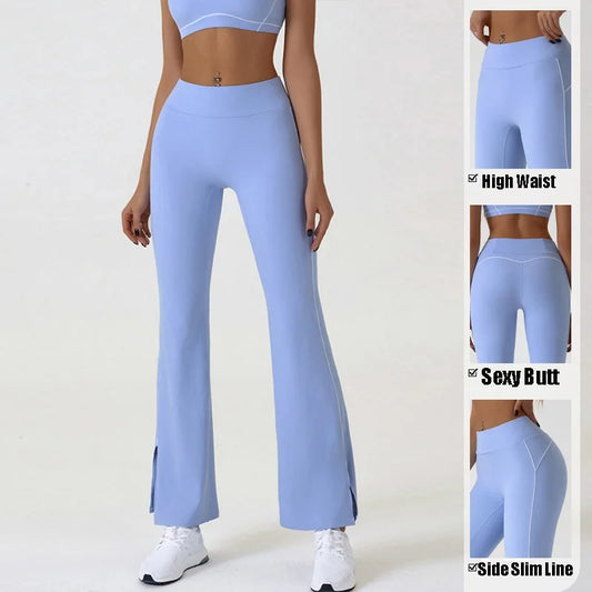 Cloud Rise Blue Women Yoga Pants for Fitness Sexy Girls Gym Flared High Waist Trousers Plus Size Workout Leggings Sports Clothes