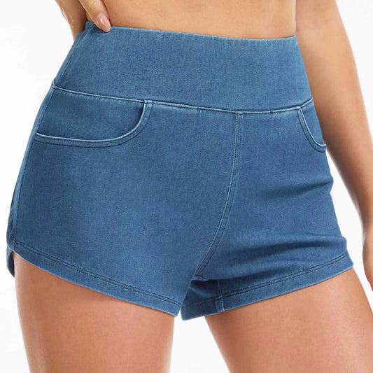 THE GYM PEOPLE Women's Stretchy Side Slit Denim Short High Waist Pull On Jean Shorts With Pockets