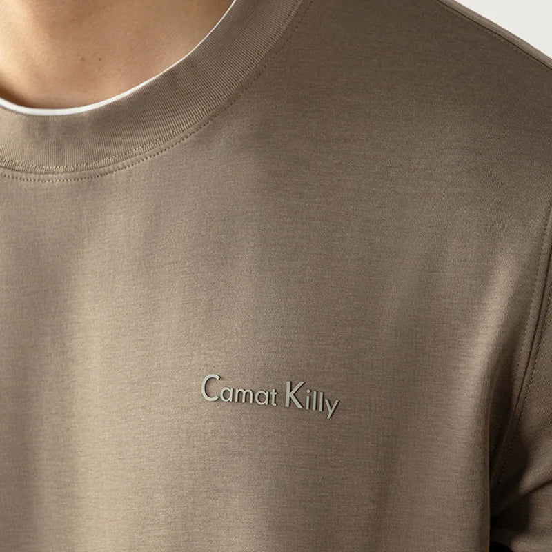 Men Double Collar Elasticity Comfortable Long Sleeve T-shirt Man Korean Streetwear Fashion T Shirts Tops Sport Tshirt