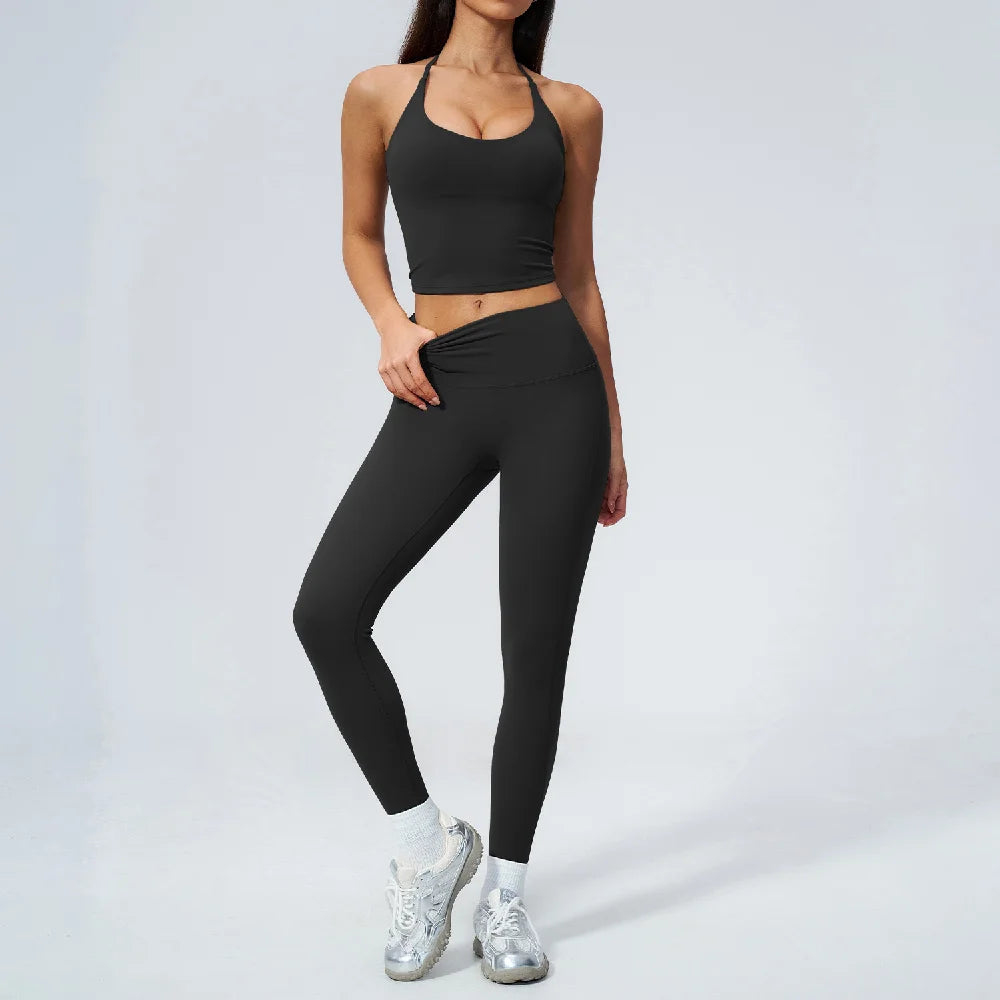Yoga Set 2PCS Women Tracksuits Workout Clothes Sportswear Fitness High Waist Leggings Cycling Shorts Sport Suit Female Yoga Suit