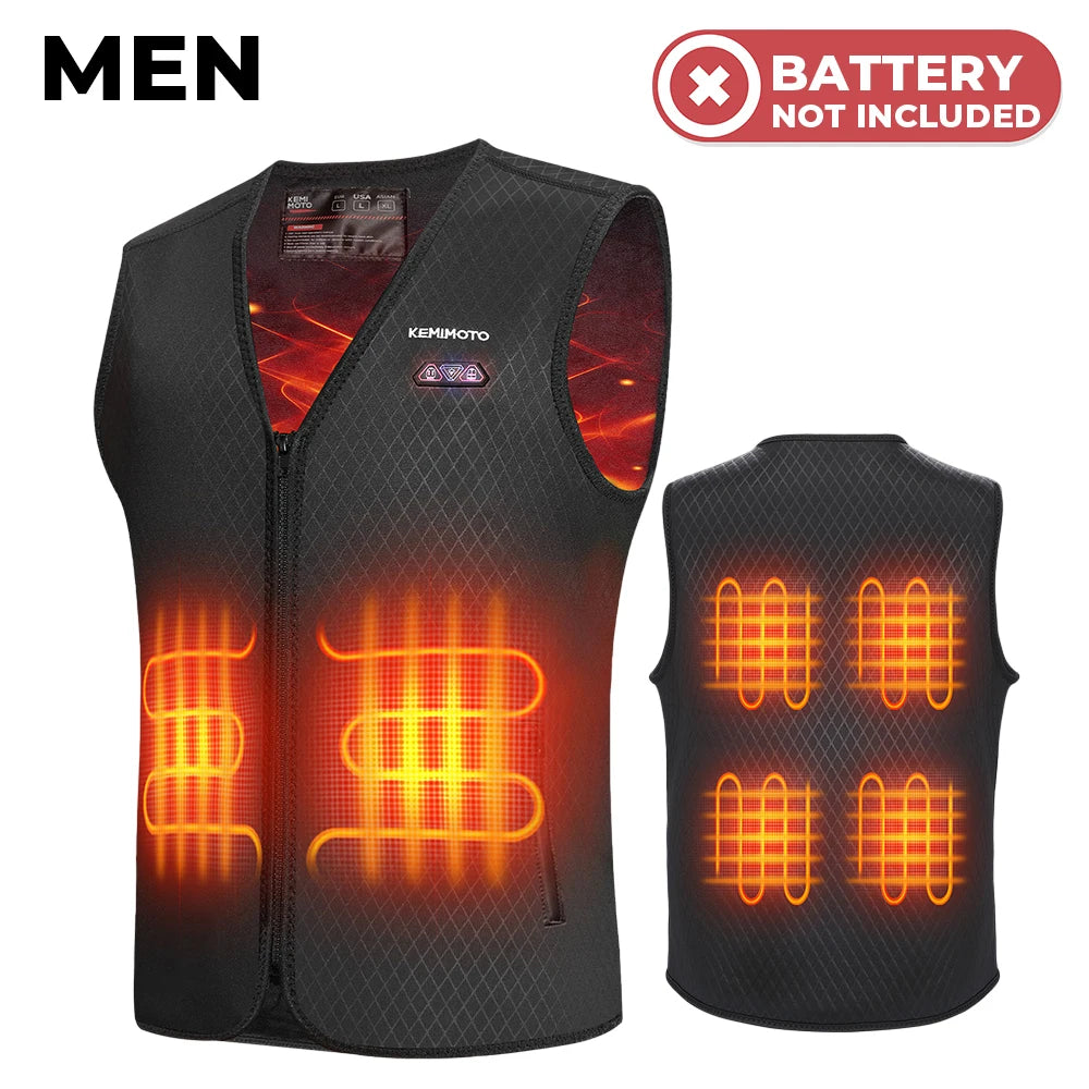 KEMIMOTO Winter Warm Heated Vest Men Women Motorcycle Heated Jacket USB Electric Smart Heating For Skiing Fishing Outdoor Gear