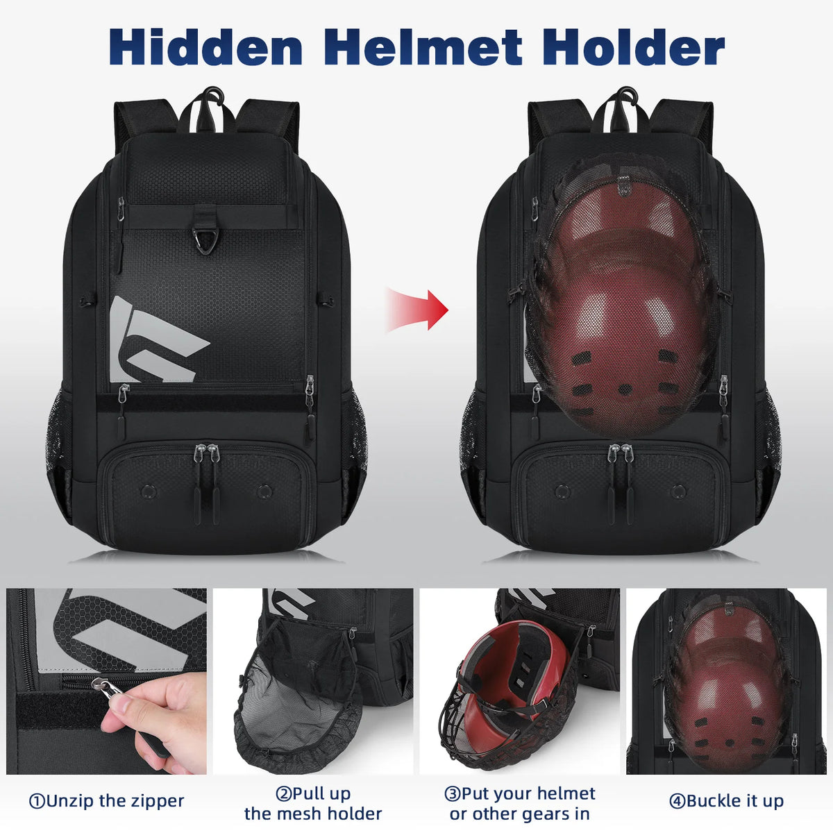 Large Capacity Baseball Backpack Outdoor Sport Lightweight Backpack for Baseball Softball Bat Backpack With Shoe Compartment