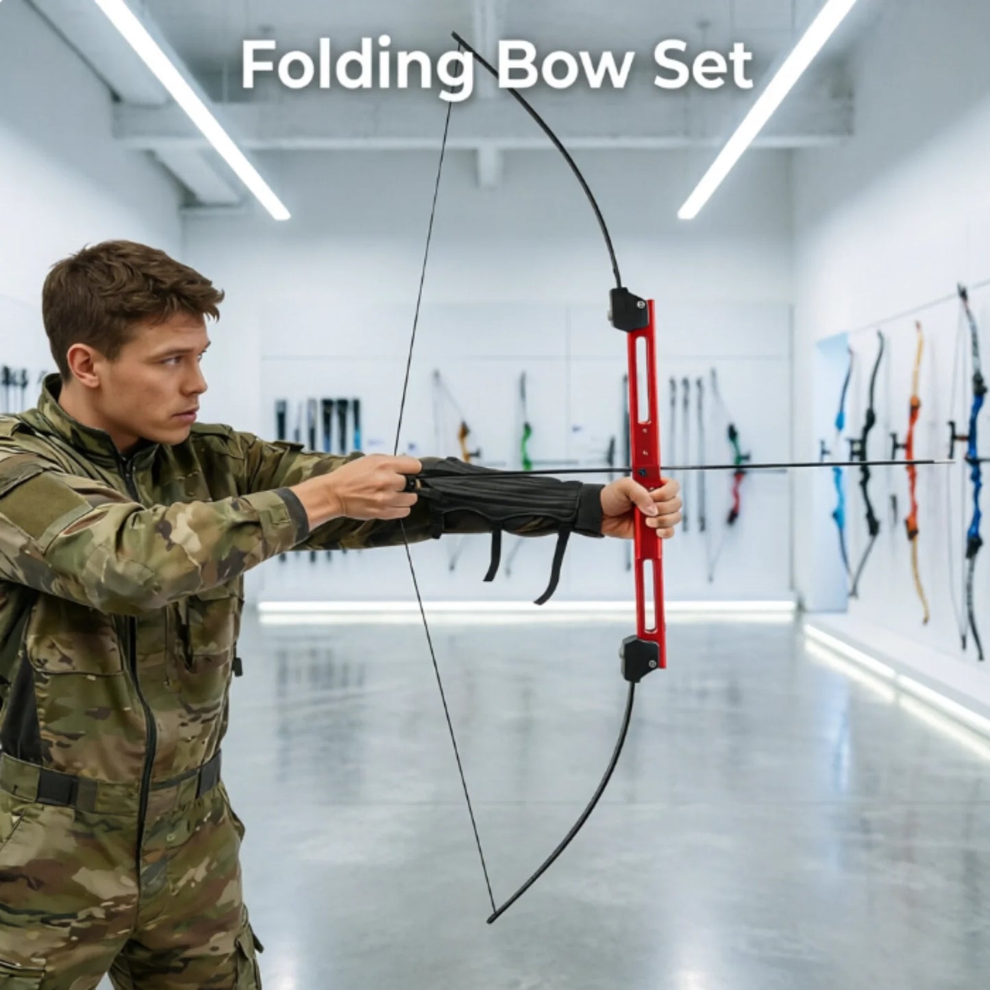 Portable Folding Bow Arrow Set High Tensile Stable Bow Body Smooth Shooting Storage Bag Outdoor Archery Training Hunting Lightweight Practice Gear