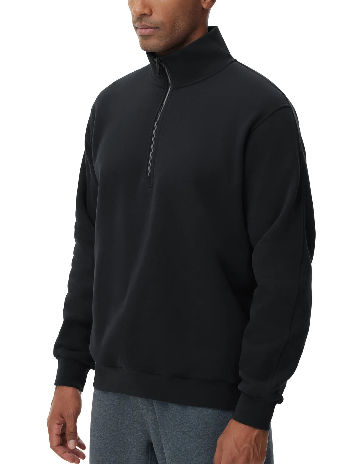 THE GYM PEOPLE Men's Half Zip Fleece Pullover Sweatshirts Midweight Mock Neck Workout Sweat Tops