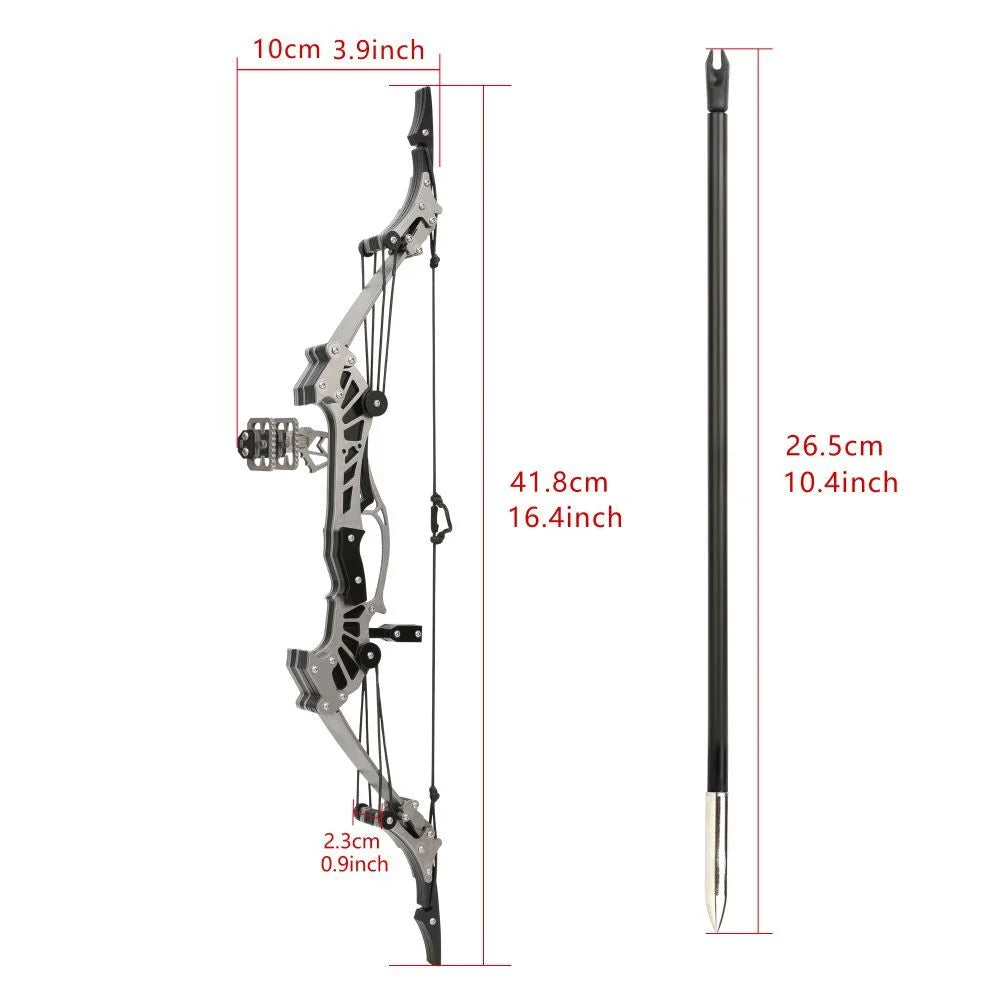 16 Inch Mini Pocket Bow Plastic Arrow Kit 16lbs Compact Portable Archery Set 40-50m Shooting Range for Youth Adult Decompression Target Practice Indoor Game Toy and Festival Gift Sports Accessory