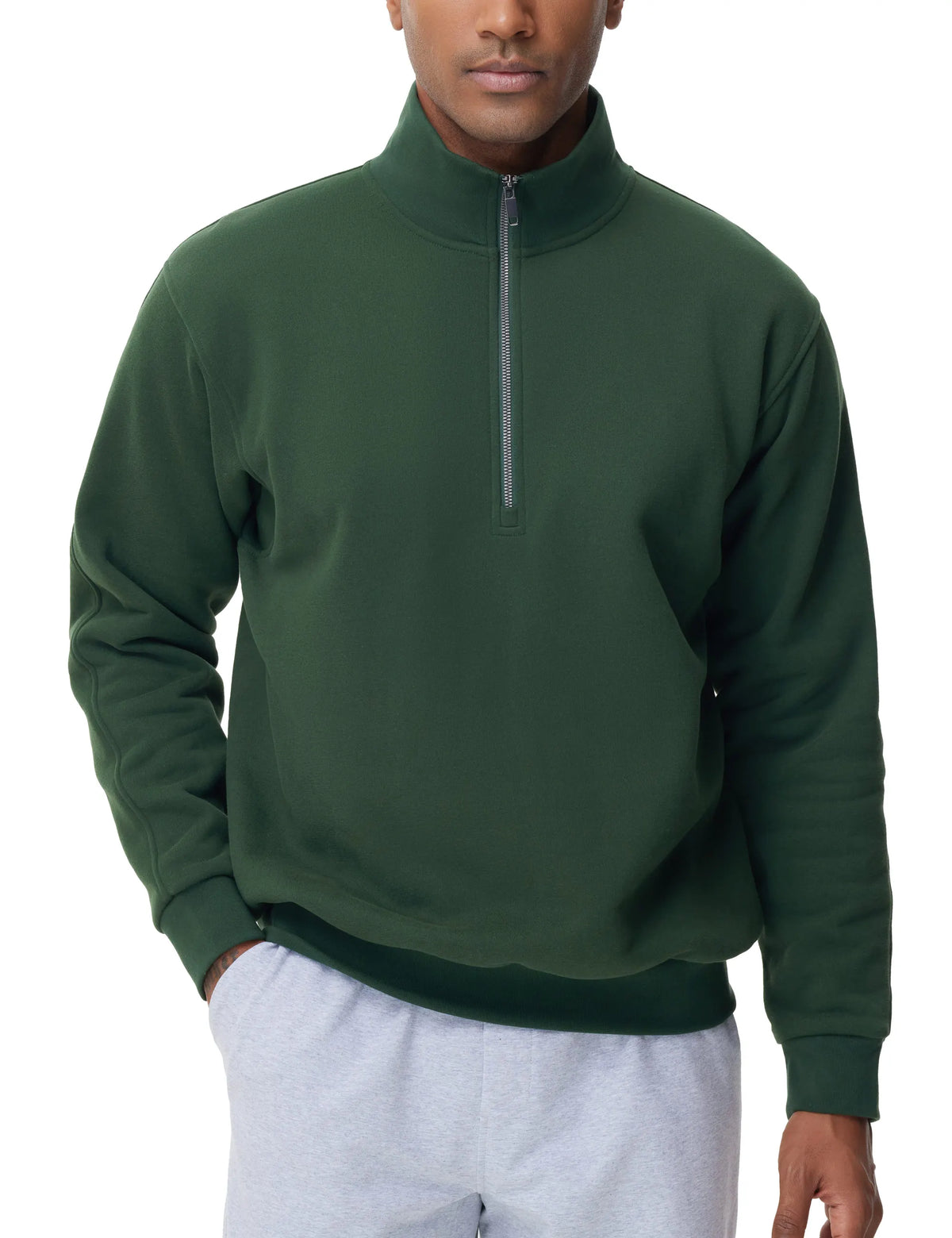 THE GYM PEOPLE Men's Half Zip Fleece Pullover Sweatshirts Midweight Mock Neck Workout Sweat Tops