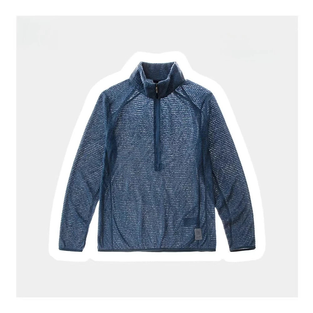 Men's Half-Zip Air Fleece Pullover Stand Collar Thermal Mid-Layer Jacket Anti-Static Anti-Pilling Outdoor Hiking Sportswear