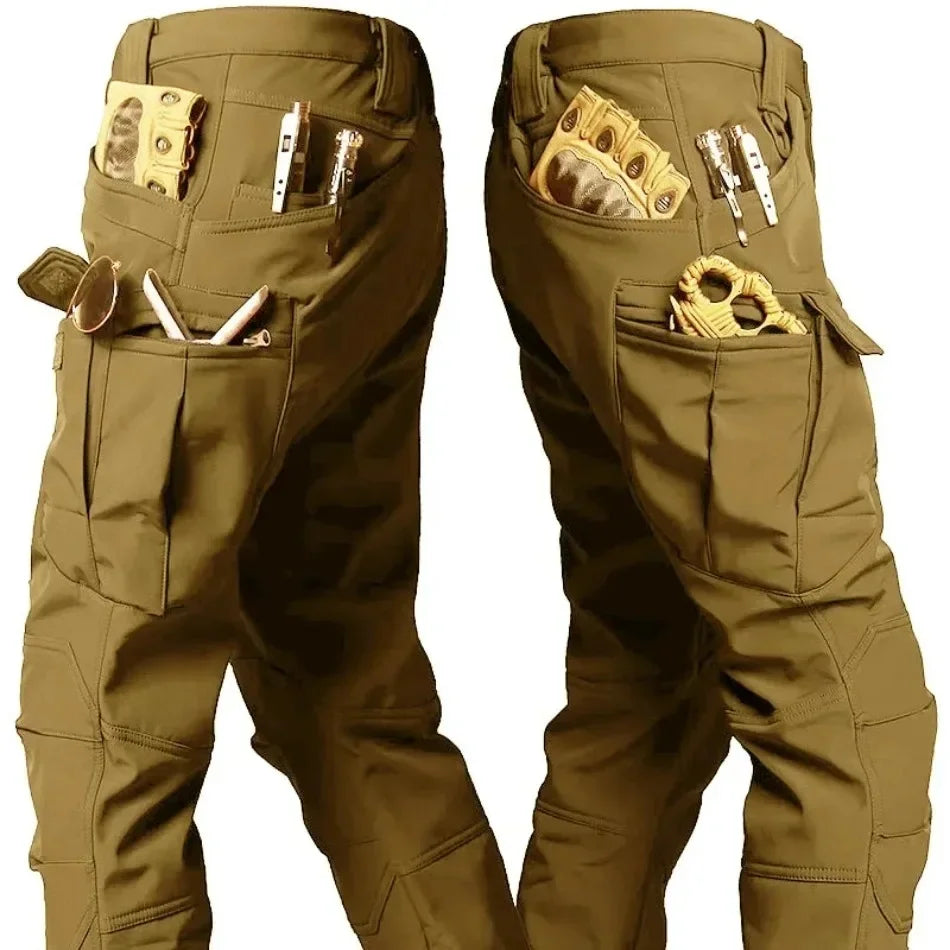 2026 Men Winter Waterproof Climbing SkiingTrekking Fleece Fishing Tactical Sharkskin Cargo Pants Jackets Camping Hiking Trousers