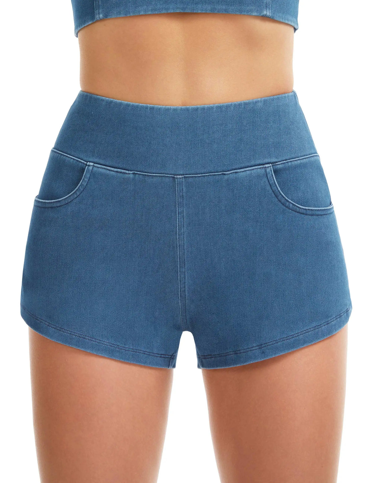 THE GYM PEOPLE Women's Stretchy Side Slit Denim Short High Waist Pull On Jean Shorts With Pockets