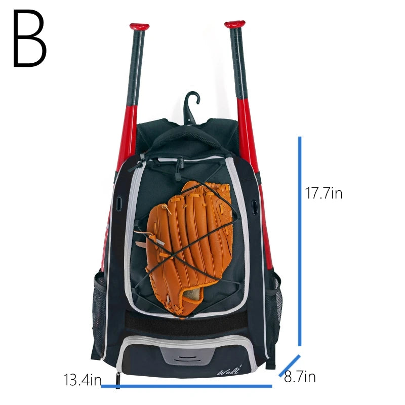 Baseball Softball Backpack with Shoes Compartment Outdoor Softball Bat Bag for Youth Adult Large Capacity Sports Shoulder Bag