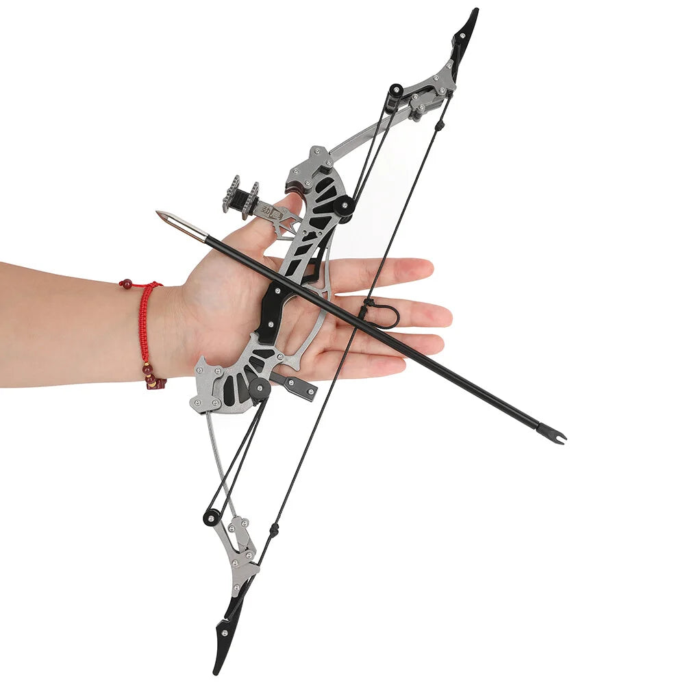 16 Inch Mini Pocket Bow Plastic Arrow Kit 16lbs Compact Portable Archery Set 40-50m Shooting Range for Youth Adult Decompression Target Practice Indoor Game Toy and Festival Gift Sports Accessory