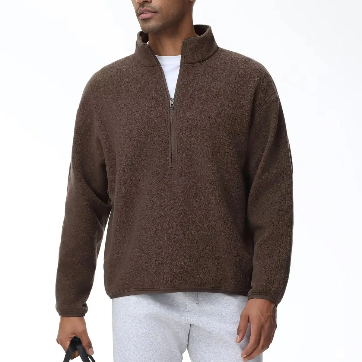 THE GYM PEOPLE Men's Half Zip Oversized Fleece Pullover Sweatshirt Stand Collar Winter Sherpa Warm Sweaters with Pocket