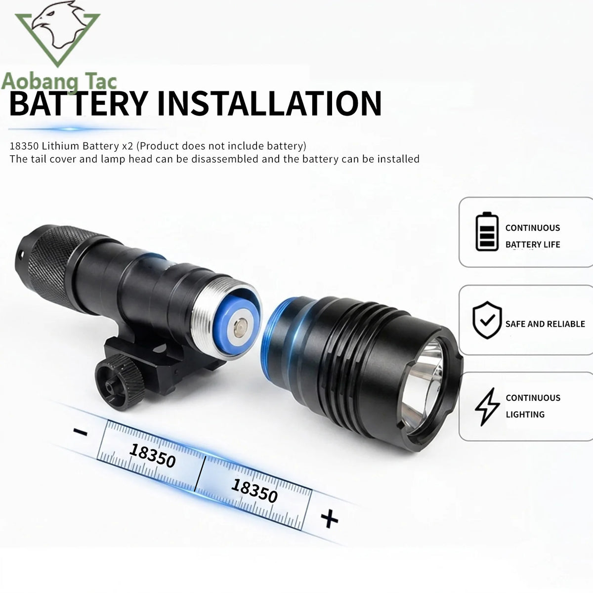 Tactical Flashlight Metal 900 Lumens Strobe Scout Light LED Dual Function Remote Pressure Switch 20mm Picatinny Rail