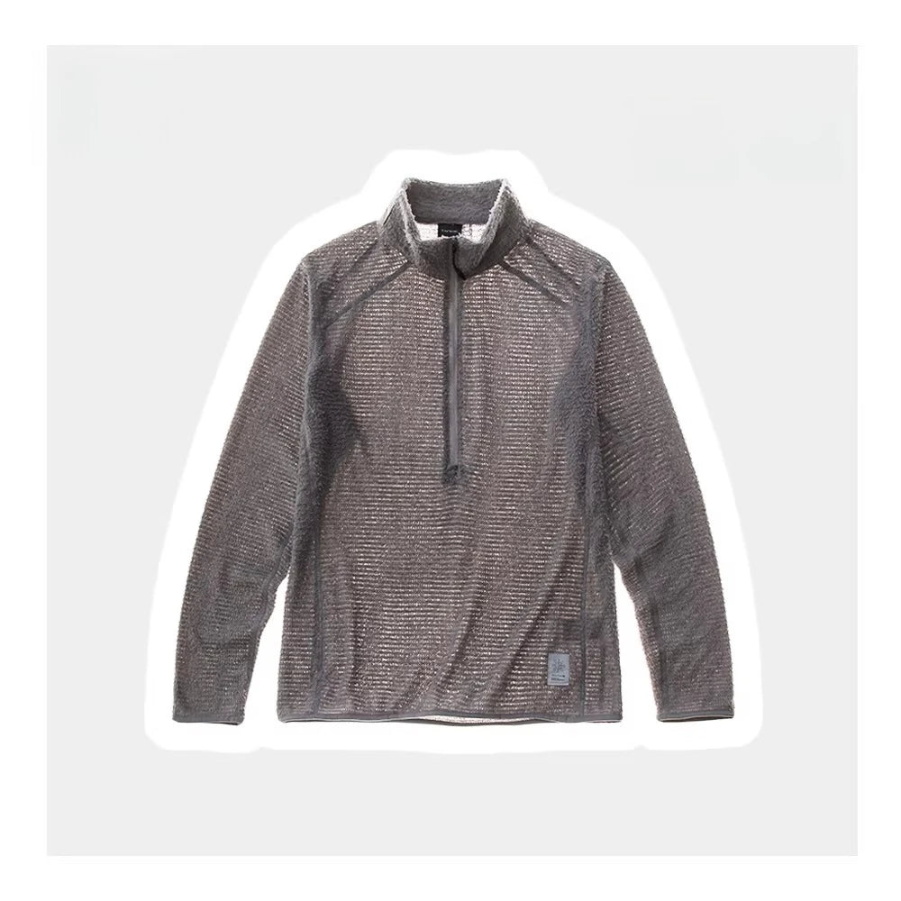 Men's Half-Zip Air Fleece Pullover Stand Collar Thermal Mid-Layer Jacket Anti-Static Anti-Pilling Outdoor Hiking Sportswear