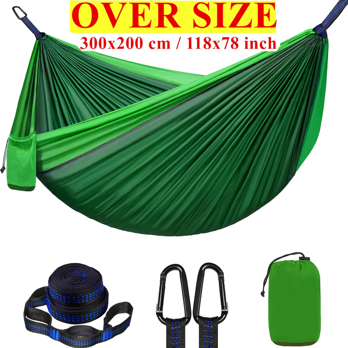 Outdoor Camping Hammock, Single & Double Person Heavy Duty  Hammock with Carrying Bag and Tree Straps for Picnic Beach Travel