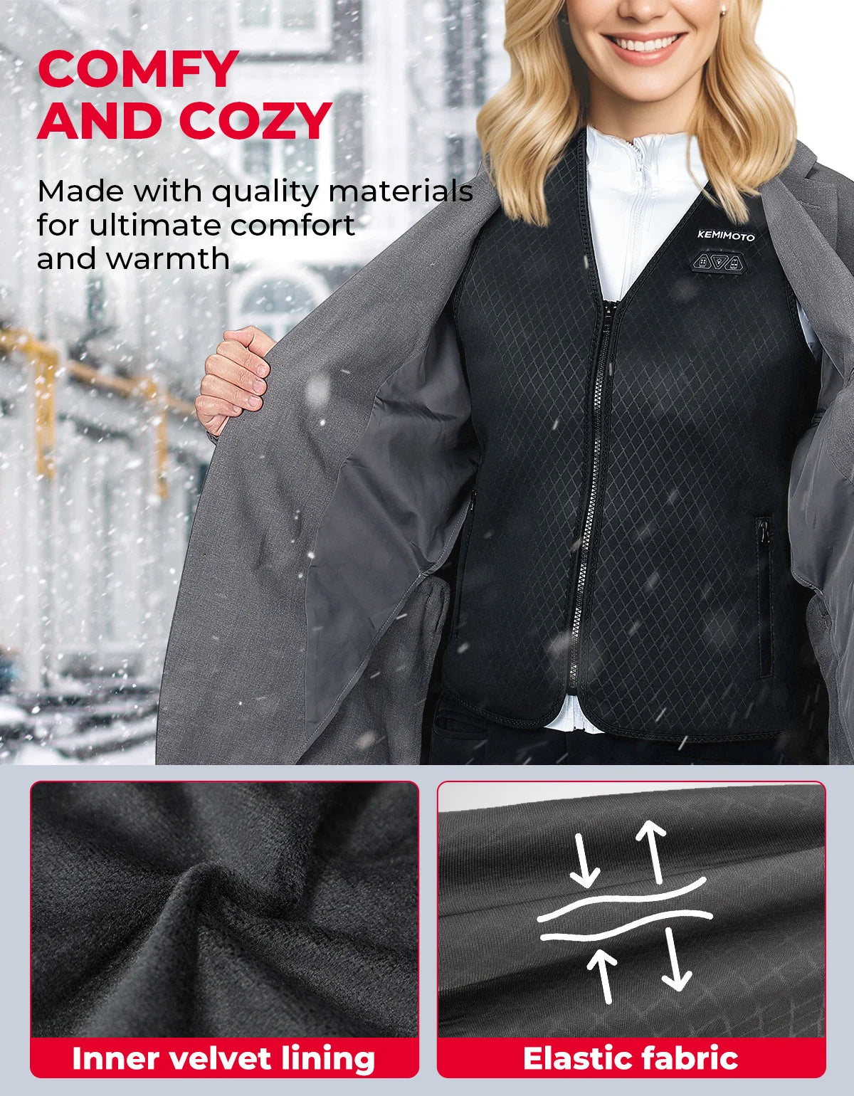 KEMIMOTO Winter Warm Heated Vest Men Women Motorcycle Heated Jacket USB Electric Smart Heating For Skiing Fishing Outdoor Gear